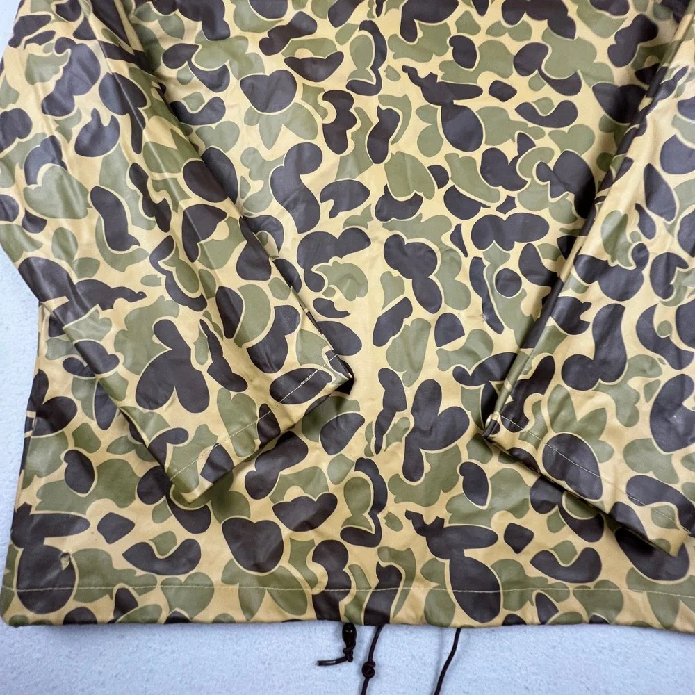 Unbranded Rain Jacket Mens XL Green Camo Duck Hunter Vintage Hooded Slicker Coat